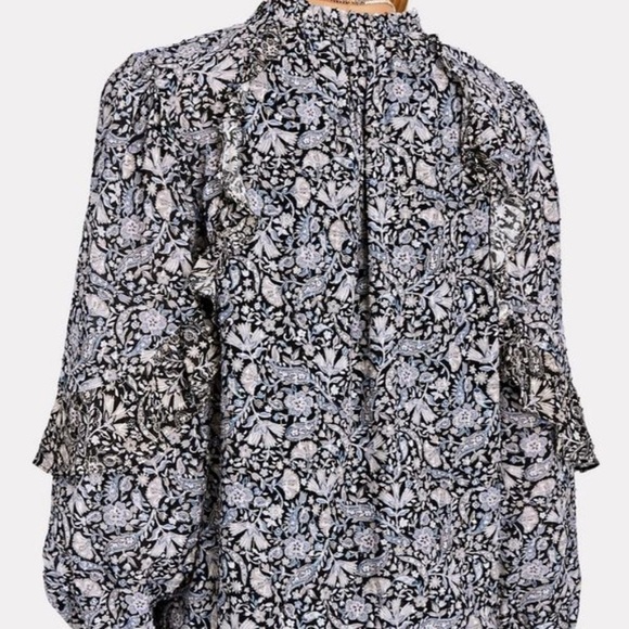 Intermix Maura Ruffled Floral Paisley Blouse Size S - Picture 2 of 9